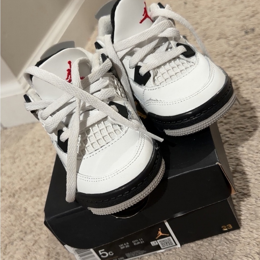 Jordan Kids White and Black Sneakers